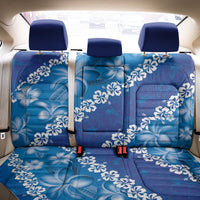 Vintage Blue Polynesia Back Car Seat Cover Plumeria With Hibiscus Tropical Vibes