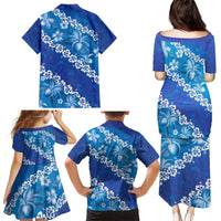 Vintage Blue Polynesia Family Matching Puletasi and Hawaiian Shirt Plumeria With Hibiscus Tropical Vibes LT14 - Polynesian Pride