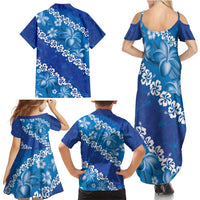 Vintage Blue Polynesia Family Matching Summer Maxi Dress and Hawaiian Shirt Plumeria With Hibiscus Tropical Vibes LT14 - Polynesian Pride