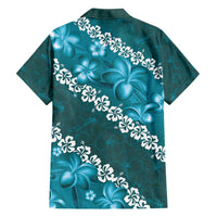 Vintage Dark Cyan Polynesia Family Matching Off Shoulder Maxi Dress and Hawaiian Shirt Plumeria With Hibiscus Tropical Vibes LT14 - Polynesian Pride