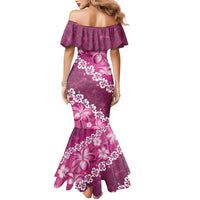 Vintage Pink Polynesia Family Matching Mermaid Dress and Hawaiian Shirt Plumeria With Hibiscus Tropical Vibes LT14 - Polynesian Pride