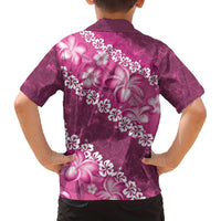 Vintage Pink Polynesia Family Matching Off Shoulder Short Dress and Hawaiian Shirt Plumeria With Hibiscus Tropical Vibes LT14 - Polynesian Pride