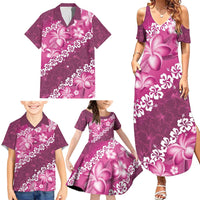 Vintage Pink Polynesia Family Matching Summer Maxi Dress and Hawaiian Shirt Plumeria With Hibiscus Tropical Vibes LT14 - Polynesian Pride