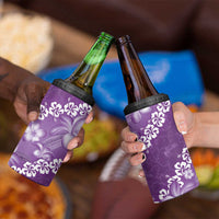 Vintage Purple Polynesia 4 in 1 Can Cooler Tumbler Plumeria With Hibiscus Tropical Vibes LT14 - Polynesian Pride