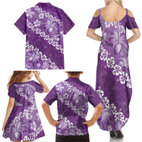 Vintage Purple Polynesia Family Matching Summer Maxi Dress and Hawaiian Shirt Plumeria With Hibiscus Tropical Vibes LT14 - Polynesian Pride