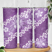 Vintage Purple Polynesia Skinny Tumbler Plumeria With Hibiscus Tropical Vibes LT14 - Polynesian Pride