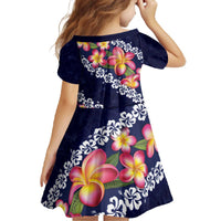 Blue Polynesia Family Matching Off The Shoulder Long Sleeve Dress and Hawaiian Shirt Plumeria With Hibiscus Pattern Tropical Vibes LT14 - Polynesian Pride