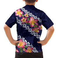 Blue Polynesia Family Matching Off Shoulder Maxi Dress and Hawaiian Shirt Plumeria With Hibiscus Pattern Tropical Vibes LT14 - Polynesian Pride