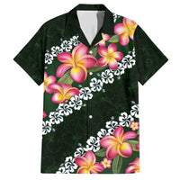 Green Polynesia Family Matching Long Sleeve Bodycon Dress and Hawaiian Shirt Plumeria With Hibiscus Pattern Tropical Vibes LT14 Dad's Shirt - Short Sleeve Green - Polynesian Pride