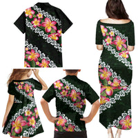 Green Polynesia Family Matching Puletasi and Hawaiian Shirt Plumeria With Hibiscus Pattern Tropical Vibes LT14 - Polynesian Pride
