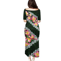 Green Polynesia Family Matching Puletasi and Hawaiian Shirt Plumeria With Hibiscus Pattern Tropical Vibes LT14 - Polynesian Pride