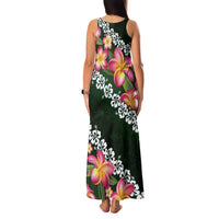 Green Polynesia Family Matching Tank Maxi Dress and Hawaiian Shirt Plumeria With Hibiscus Pattern Tropical Vibes LT14 - Polynesian Pride