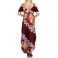 Oxblood Polynesia Family Matching Summer Maxi Dress and Hawaiian Shirt Plumeria With Hibiscus Pattern Tropical Vibes LT14 - Polynesian Pride