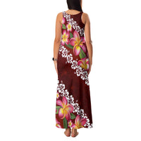Oxblood Polynesia Family Matching Tank Maxi Dress and Hawaiian Shirt Plumeria With Hibiscus Pattern Tropical Vibes LT14 - Polynesian Pride