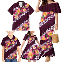 Pink Polynesia Family Matching Mermaid Dress and Hawaiian Shirt Plumeria With Hibiscus Pattern Tropical Vibes LT14 - Polynesian Pride