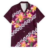 Pink Polynesia Family Matching Mermaid Dress and Hawaiian Shirt Plumeria With Hibiscus Pattern Tropical Vibes LT14 Dad's Shirt - Short Sleeve Pink - Polynesian Pride