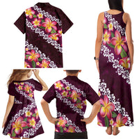Pink Polynesia Family Matching Tank Maxi Dress and Hawaiian Shirt Plumeria With Hibiscus Pattern Tropical Vibes LT14 - Polynesian Pride