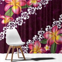 Pink Polynesia Window Curtain Plumeria With Hibiscus Pattern Tropical Vibes
