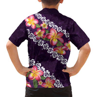 Purple Polynesia Family Matching Tank Maxi Dress and Hawaiian Shirt Plumeria With Hibiscus Pattern Tropical Vibes LT14 - Polynesian Pride