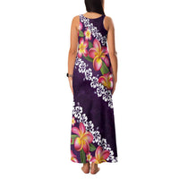 Purple Polynesia Family Matching Tank Maxi Dress and Hawaiian Shirt Plumeria With Hibiscus Pattern Tropical Vibes LT14 - Polynesian Pride