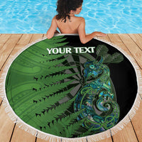 Personalised New Zealand Darts Beach Blanket Aotearoa Maori Fern Mix Manaia Tattoo LT14 - Polynesian Pride