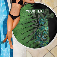 Personalised New Zealand Darts Beach Blanket Aotearoa Maori Fern Mix Manaia Tattoo LT14 - Polynesian Pride