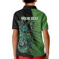 Personalised New Zealand Darts Kid Polo Shirt Aotearoa Maori Fern Mix Manaia Tattoo LT14 - Polynesian Pride