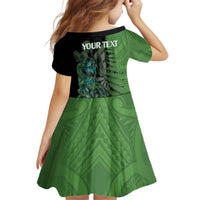 Personalised New Zealand Darts Kid Short Sleeve Dress Aotearoa Maori Fern Mix Manaia Tattoo LT14 - Polynesian Pride
