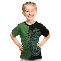 Personalised New Zealand Darts Kid T Shirt Aotearoa Maori Fern Mix Manaia Tattoo LT14 Green - Polynesian Pride