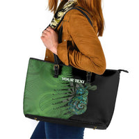 Personalised New Zealand Darts Leather Tote Bag Aotearoa Maori Fern Mix Manaia Tattoo LT14 Green - Polynesian Pride