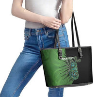 Personalised New Zealand Darts Leather Tote Bag Aotearoa Maori Fern Mix Manaia Tattoo LT14 - Polynesian Pride