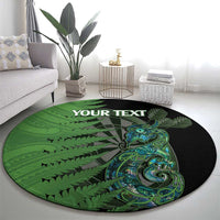 Personalised New Zealand Darts Round Carpet Aotearoa Maori Fern Mix Manaia Tattoo LT14 - Polynesian Pride
