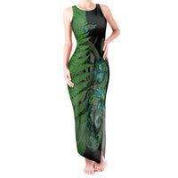 Personalised New Zealand Darts Tank Maxi Dress Aotearoa Maori Fern Mix Manaia Tattoo LT14 Women Green - Polynesian Pride