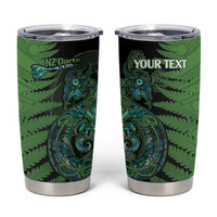 Personalised New Zealand Darts Tumbler Cup Aotearoa Maori Fern Mix Manaia Tattoo LT14 Green - Polynesian Pride