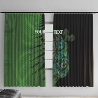 Personalised New Zealand Darts Window Curtain Aotearoa Maori Fern Mix Manaia Tattoo LT14 With Hooks Green - Polynesian Pride