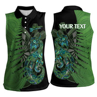 Personalised New Zealand Darts Women Sleeveless Polo Shirt Aotearoa Maori Fern Mix Manaia Tattoo LT14 - Polynesian Pride
