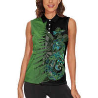 Personalised New Zealand Darts Women Sleeveless Polo Shirt Aotearoa Maori Fern Mix Manaia Tattoo LT14 - Polynesian Pride