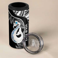 Personalised New Zealand Darts 4 in 1 Can Cooler Tumbler Aotearoa Fern Mix Paua Shell Manaia - Black LT14 - Polynesian Pride