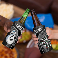 Personalised New Zealand Darts 4 in 1 Can Cooler Tumbler Aotearoa Fern Mix Paua Shell Manaia - Black LT14 - Polynesian Pride