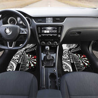 Personalised New Zealand Darts Car Mats Aotearoa Fern Mix Paua Shell Manaia - Black LT14 Set 2pcs - Front Black - Polynesian Pride