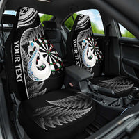 Personalised New Zealand Darts Car Seat Cover Aotearoa Fern Mix Paua Shell Manaia - Black LT14 One Size Black - Polynesian Pride