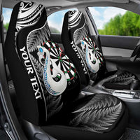 Personalised New Zealand Darts Car Seat Cover Aotearoa Fern Mix Paua Shell Manaia - Black LT14 - Polynesian Pride