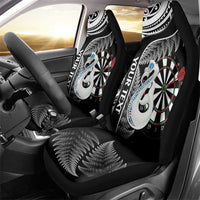 Personalised New Zealand Darts Car Seat Cover Aotearoa Fern Mix Paua Shell Manaia - Black LT14 - Polynesian Pride