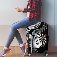 Personalised New Zealand Darts Luggage Cover Aotearoa Fern Mix Paua Shell Manaia - Black