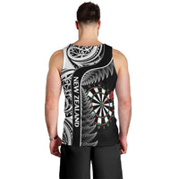 Personalised New Zealand Darts Men Tank Top Aotearoa Fern Mix Paua Shell Manaia - Black LT14 - Polynesian Pride
