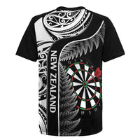 Personalised New Zealand Darts Rugby Jersey Aotearoa Fern Mix Paua Shell Manaia - Black LT14 - Polynesian Pride