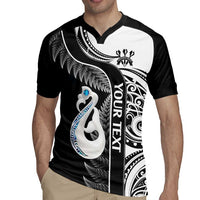 Personalised New Zealand Darts Rugby Jersey Aotearoa Fern Mix Paua Shell Manaia - Black LT14 - Polynesian Pride