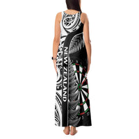 Personalised New Zealand Darts Tank Maxi Dress Aotearoa Fern Mix Paua Shell Manaia - Black LT14 - Polynesian Pride