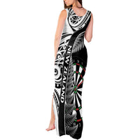 Personalised New Zealand Darts Tank Maxi Dress Aotearoa Fern Mix Paua Shell Manaia - Black LT14 - Polynesian Pride