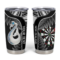 Personalised New Zealand Darts Tumbler Cup Aotearoa Fern Mix Paua Shell Manaia - Black LT14 Black - Polynesian Pride